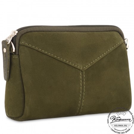  Кожаный клатч "Марта" (нубук хаки)